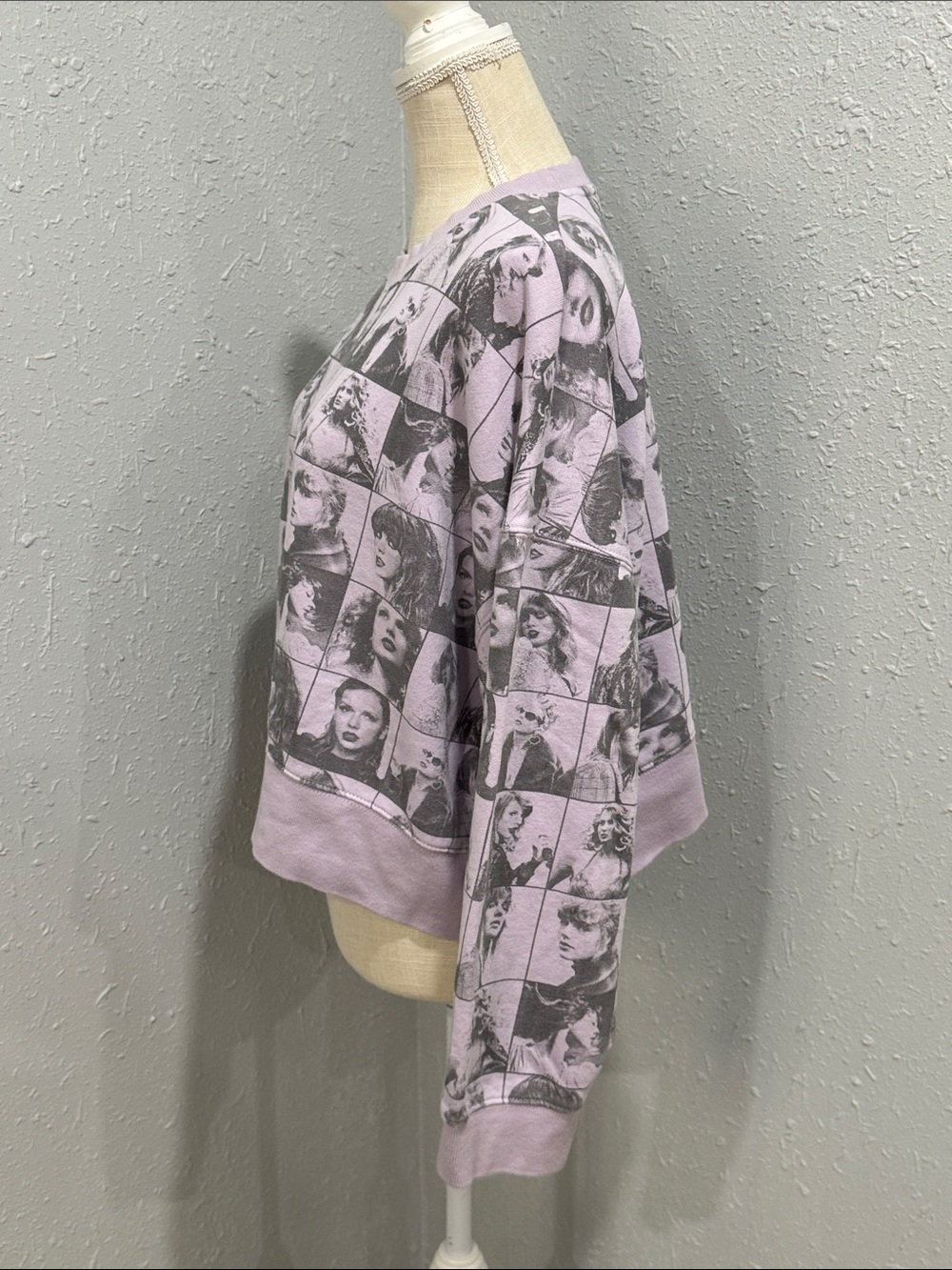 Taylor Swift The Eras Tour Cropped Lavender Crewneck Pullover Sweatshirt Size M - Picture 8 of 11